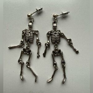 Silver Skeleton Dangle Earrings